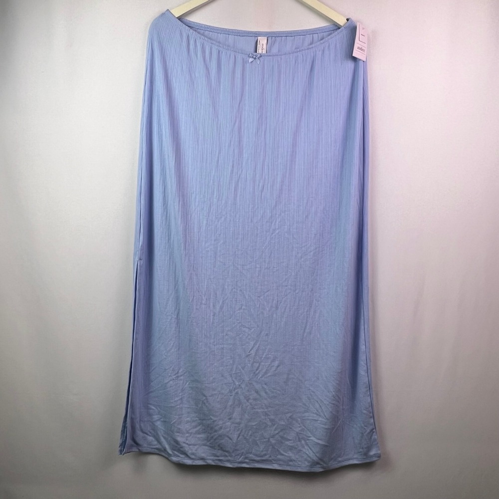Auden Light Blue Variegated Ribbed Sleep Skirt Medium Lounge Maxi NWT